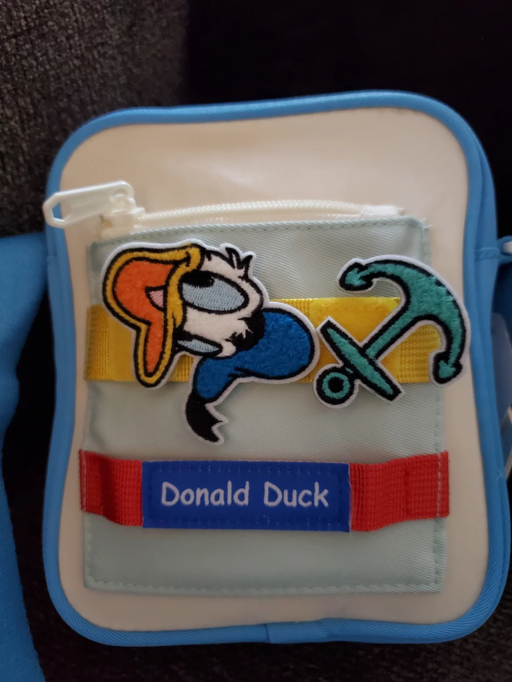 Disney Donald Duck Light Blue Crossbody Bag w/Velcro Patches